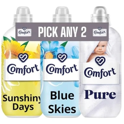 Image of Comfort Fabric Conditioner Bundle Pick Any 2 Sunshiny Days Pure Blue Skies 33 Washes x 990Ml