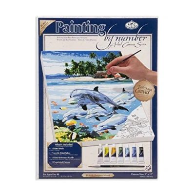 Image of Royal &amp; Langnickel Painting by Numbers Artist Canvas Series Dolphin Island Small Designed Set