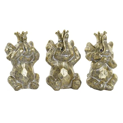 Image of DKD Home Decor Golden Elephant Resin Figurine (13.5 x 11.5 21 cm) (3 Pieces) (Reference: S3026840)