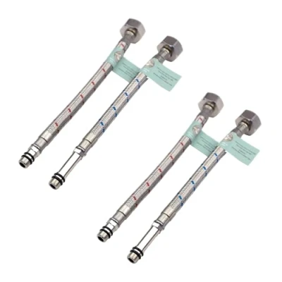 Image of Xcel Home 4X M10 x1/2 Flexible Tap Connectors (200mm) 10 Lengths 2 Pairs of BSP Kitchen/Basin Monobloc Mixer Flexi Pipe Tails Braided Stainless Steel
