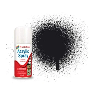 Image of Humbrol Gloss Spray Paint AD6021 No 21 Black 150ml Model Paints for Plastic Kits, Fast Drying Modelling Crafting Surfaces Including Plastic, Fabric, Glass, Wood &amp; Metal Models