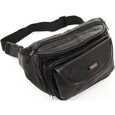 Image of Unisex Soft Nappa Leather Bum Bag/Waist Bag with Multiple Pockets by Lorenz