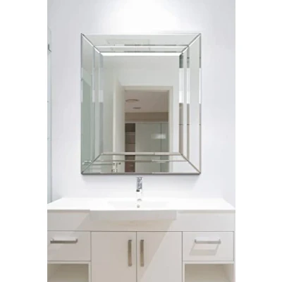 Image of Silver Double Bevelled Venetian Wall Mirror 2Ft3 X 1Ft11 (68cm 58cm)