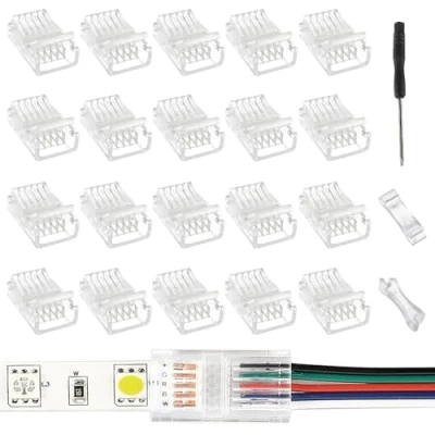 Image of EPLZON 5 Pin 12 mm LED Strip Connector Light to Wire Quick RGB Lights Adapter Clear Unwired Gapless Track Lighting for 5050 Light(20pcs)