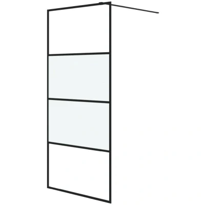 Image of vidaXL Walk in Shower Wall 90x195 cm Half Frosted ESG Glass Black