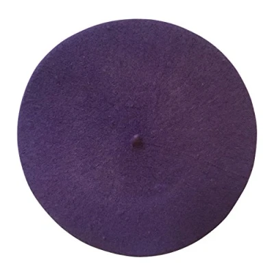 Image of Central Chic Womens Plain Beret Hat 100% Wool French Purple