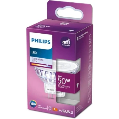 Image of PHILIPS LED Reflector Light Spot [GU5.3] 7W 50W Equivalent, Cool White (4000K), Non Dimmable.
