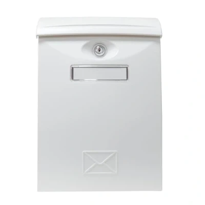 Image of Amig Modern Plastic Letterbox Weatherproof with Rain Cover Viewing Window for Name Plate Easy Wall Mounting, White,