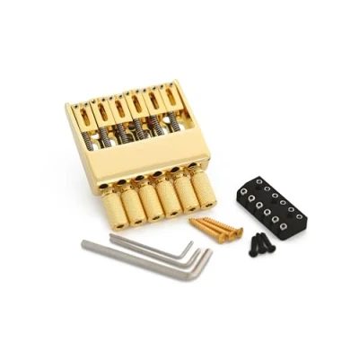 Image of Guyker Headless Bridge Tailpiece and String Lock for 6 Guitar Accessories (WT001, Gold)