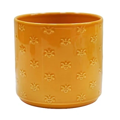 Image of Ivyline Planter, Earthenware, Yellow Bee, D15.5cm x H14.5cm