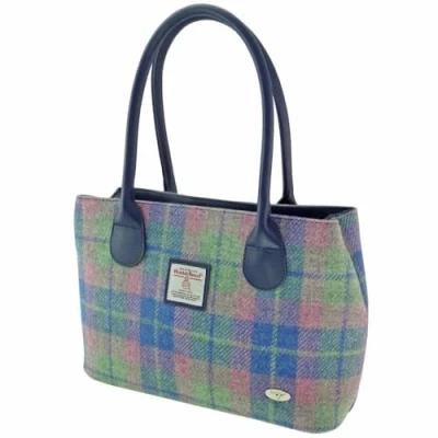 Image of Glen Appin of Scotland Harris Tweed Classic Handbag LB1003 Cassley (Colour 135 Blue Pink)