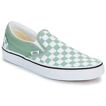 Image of Vans Classic Slip On COLOR THEORY CHECKERBOARD ICEBERG Green women&#039;s ons (Shoes) in