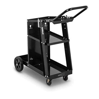 Image of Stamos Welding Group Cart Trolley Machine 3 Shelves Steel Black 80kg SWG WC 5 (Powder Coated Steel, Rubber, Top Shelf 45x27cm)