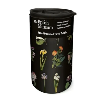 Image of Insulated Travel Tumbler Delany Flowers Botanical Design The British Museum 350ml Stainless Steel Cup Re Usable Mug