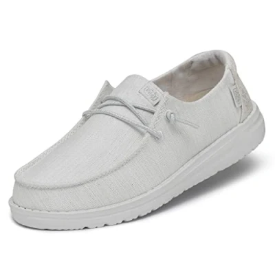 Image of Hey Dude Wendy Youth Glitter Moc Toe Shoes, Cloud Dust, 12 UK Child