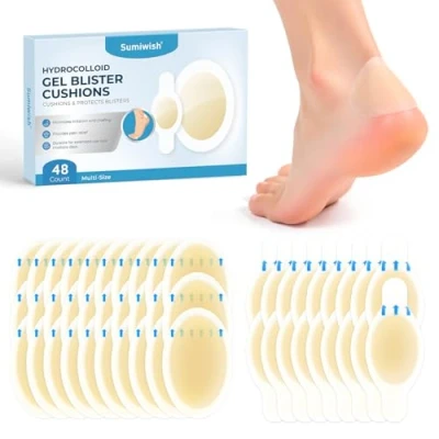 Image of Hydrocolloid Blister Bandages for Feet 48 Count Extra Cushioning Foot,Toe &amp; Heel Protection Ideal Prevention Recovery Water Resistant