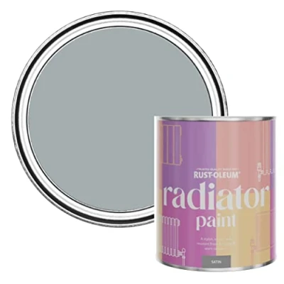 Image of Rust Oleum Grey Heat Resistant Radiator Paint in Satin Finish Mineral 750ml