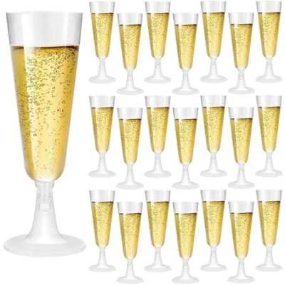 Image of eMKay® Clear Plastic Champagne Flutes/Glasses 140ml 24 Count (Pack of 1)