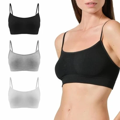 Image of Risalti Bras for Women Bamboo Narrow Shoulder 3 Pz Womens Tops Light Support, Women&#039;s Bras, Seamless Bra, Crop Women, Bralettes Ladies Made in Italy