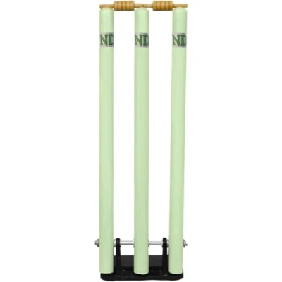 Image of ND Sports Wicket Stumps with Bail Durable Cricket Set for All Surfaces Lightweight &amp; Portable Perfect Indoor Outdoor Matches (Pale Green, One Size)