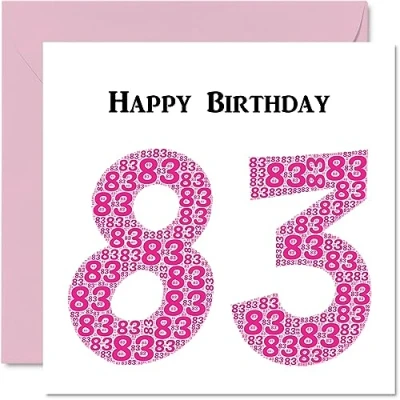 Image of Fun 83rd Birthday Cards for Woman Shapecloud Happy Card Dad Mum Great Grandad Grandpa Nanny Grandma Gran Uncle Auntie, 145mm x Greeting Cards,