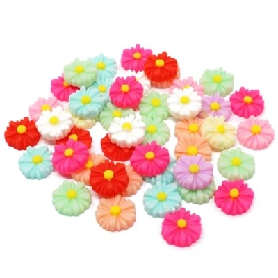 Image of Wedding Touches 45x Multicoloured 13mm Daisy Flatbacks Craft Cardmaking Embellishments