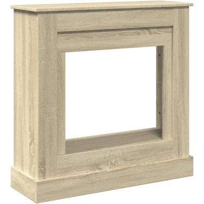 Image of vidaXL Sonoma Oak Engineered Wood Fireplace Surround 90x30x90 cm With Functional Top Shelf