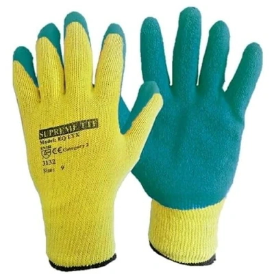 Image of SupremeTTF 24 Pairs of Rubber Latex Coated Work Gloves Green for Men Women Ideal Safety, Mechanics, Builders, Scaffolding and Gardening (XL 10)