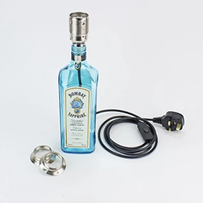 Image of Bottle Lamp Kit 16 18mm Bung Black Cable Chrome ES, E27, Edison Screw Lampholder.
