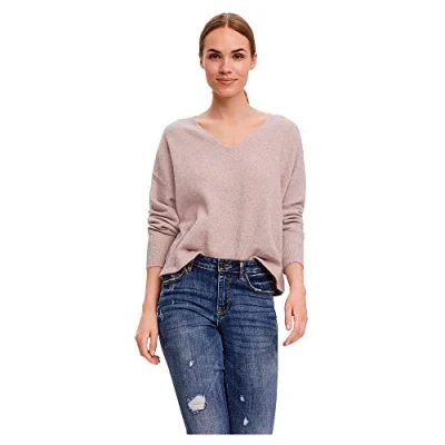 Image of Vero Moda Women&#039;s VMDOFFY LS V Neck Blouse GA Boo Pullover Sweater, Woodrose/Detail:Melange, S