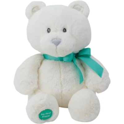 Image of Rainbow Designs My First Bear Soft Toy, Newborn Toys with Gentle Ultra Material Teddy Turquoise Ribbon, Perfect for Cuddles &amp; Nursery Décor Ideal Baby&#039;s Toy