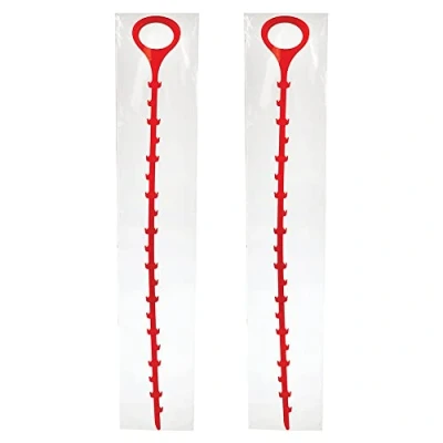 Image of 2 x Red Drain Unblocker Stick Quickly Removes Blockages for Sinks Showers Baths
