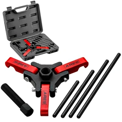 Image of ARES 71002 Harmonic Balancer Puller Set Remove Damper Pulleys in Tight Engine Compartments Without Removing The Radiator Storage Case Included
