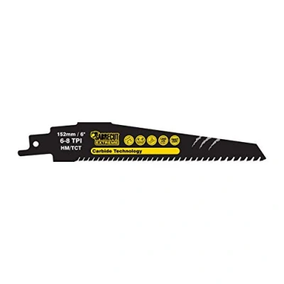 Image of 1 x SabreCut SCRS956XHM Tungsten Carbide 152mm Variable 6 8 TPI S956XHM Very Fast Wood and Plastic Cutting Reciprocating Sabre Saw Blade Compatible with Bosch Dewalt Makita Many Others