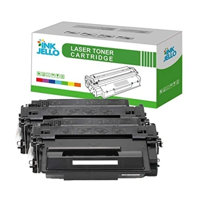 Image of InkJello Compatible Toner Cartridge Replacement for HP LaserJet Enterprise 500 Flow MFP M525c M525dn M525f P3015 P3015d P3015dn P3015x M521dn CE255A (Black, 2 Pack)