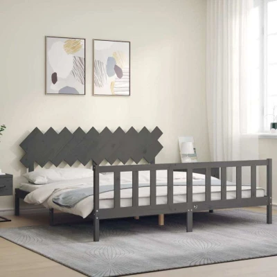 Image of vidaXL Bed Frame without Mattress Grey 200x200 cm Solid Wood Pine