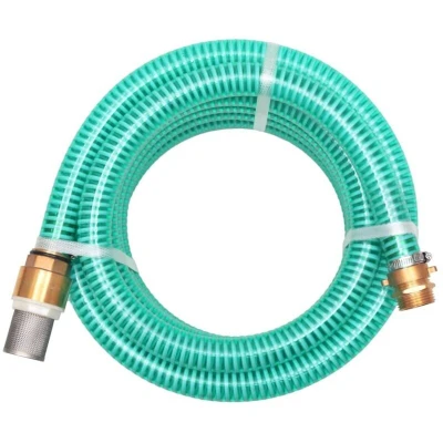 Image of vidaXL Suction Hose with Brass Connectors 15 m 25 mm Green