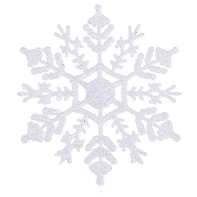 Image of Toyland® Pack of 12 White Gliitery Snowflake Christmas Tree Trims Decorations