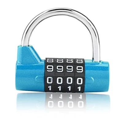 Image of Sonew Gym Locker Padlocks, 4 Dial Digit Code Combination Padlock, Locker, Security Password Lock for Gym, School, Employee Travel Suitcase(Blue)