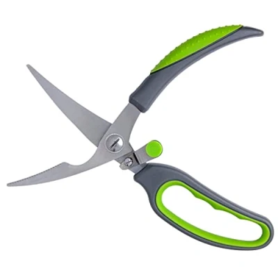 Image of PETA Easi Grip Multi Function Kitchen Scissors, Serrated Blade with Self Opening Ergonomic Handle, Heavy Duty Scissors for Home and Use, Cutting Packets Food