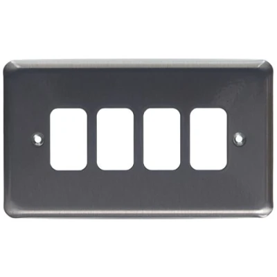 Image of MK Grid Plus K3434BRC 4 Module Frontplate Brushed Chrome