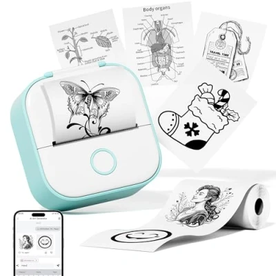 Image of Phomemo Mini Printer T02 Sticker Printer, Thermal Photo for Phone &amp; Tablet, Portable Wireless Label Maker School Home Office, Handheld Bluetooth Makers doodle dash