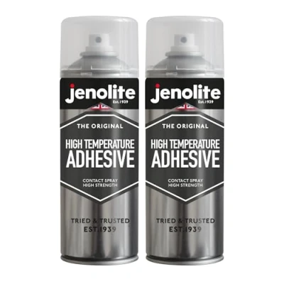 Image of JENOLITE High Temperature Adhesive Spray UP TO 80C Multi Purpose Contact Fast Drying, Stong Bond Suitable for Most Materials &amp; Surfaces 2 x 400ml