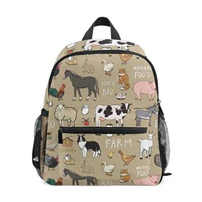 Image of BALII Seamless Farm Animals Toddler Backpack Book Bag School Rucksack for Girl Boy Children