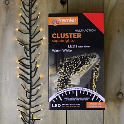 Image of Premier Decorations 480 LED Multi Action Cluster Brights, Warm White