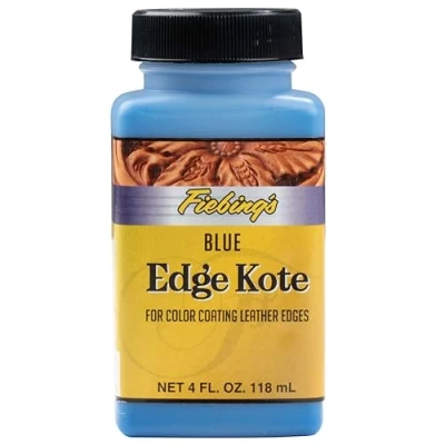 Image of Fiebing&#039;s Edge Kote (4oz, Blue) Leather Paint for Shoes, Furniture, Purses, Couches, Belts Flexible, Water Resistant, Semi Gloss Color Coating Dye to Protect Natural Edges