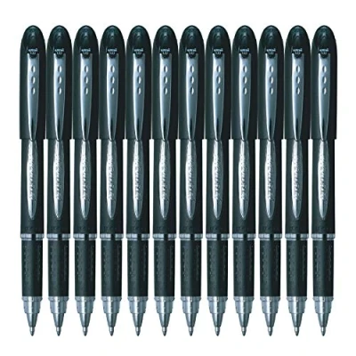 Image of Uni ball SX210 Jetstream Rollerball Pen Rubber Grip 1.0mm Tip 0.7mm Line Black Ref 9008000 [Pack of 12]
