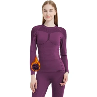 Image of MEETWEE Thermal Underwear for Women, Breathable and Set, Functional Women Anti bacterial Flexible Ski Warm Autumn Winter Red