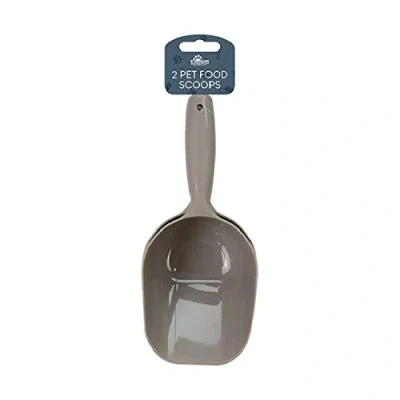 Image of The Home Fusion Company 2 Pack Pet Food Scoops Grey, Blue or Pink Less Mess Feeding Portion Control Tidy