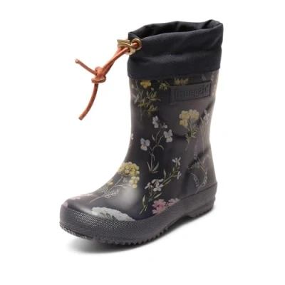Image of Bisgaard Unisex Kids Thermo Rain Boot, Flowers Blue, 7.5 UK